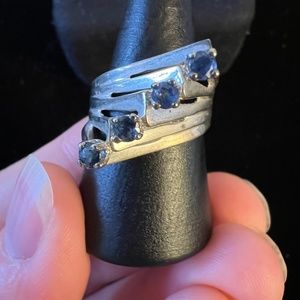 Vintage Sterling Silver Ring with Blue Sapphires